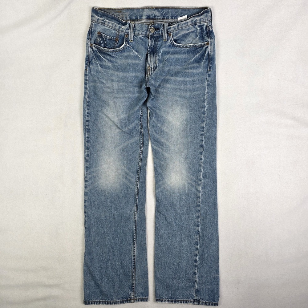 Vintage Y2k Bullhead Straight Jeans Mens 31x32 Blue Faded Whisker Skater Grunge